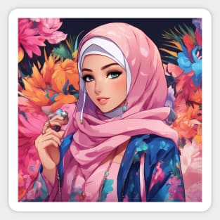 Islam Muslim Hijab Anime Girl Sticker
